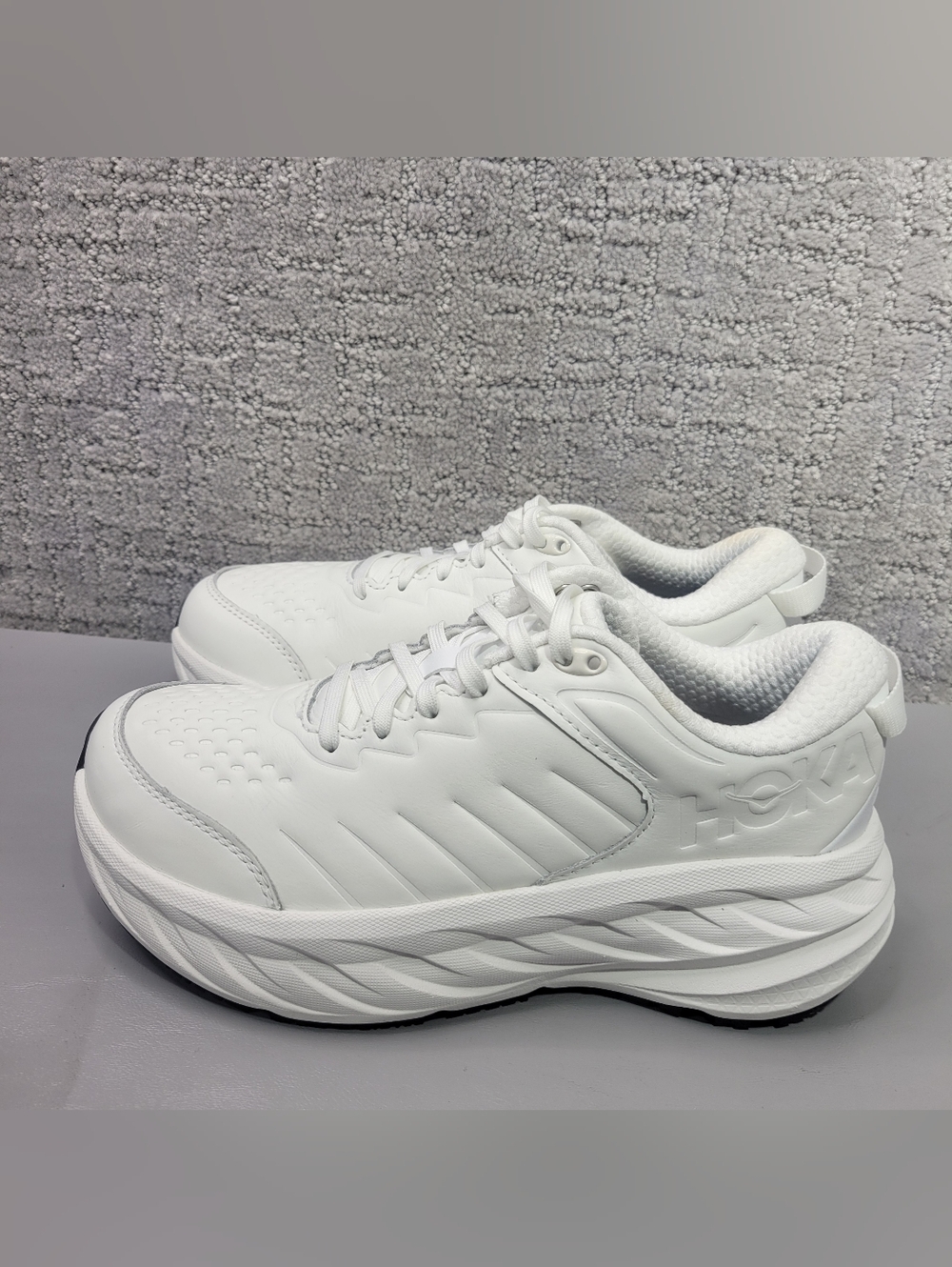 Hoka One One Bondi SR Women's Size US 7.5 White Leather Running Sneakers.